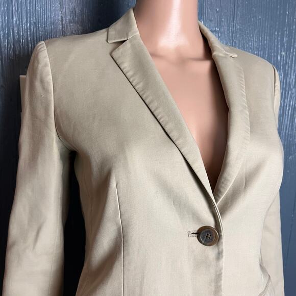 J. Crew Blue Label Beige Schoolboy Blazer Sz 2 Neutral Minimalist Preppy Classic - Picture 3 of 7